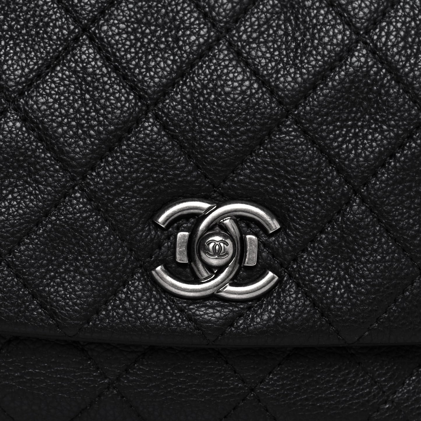Calfskin Quilted Couture Messenger Black