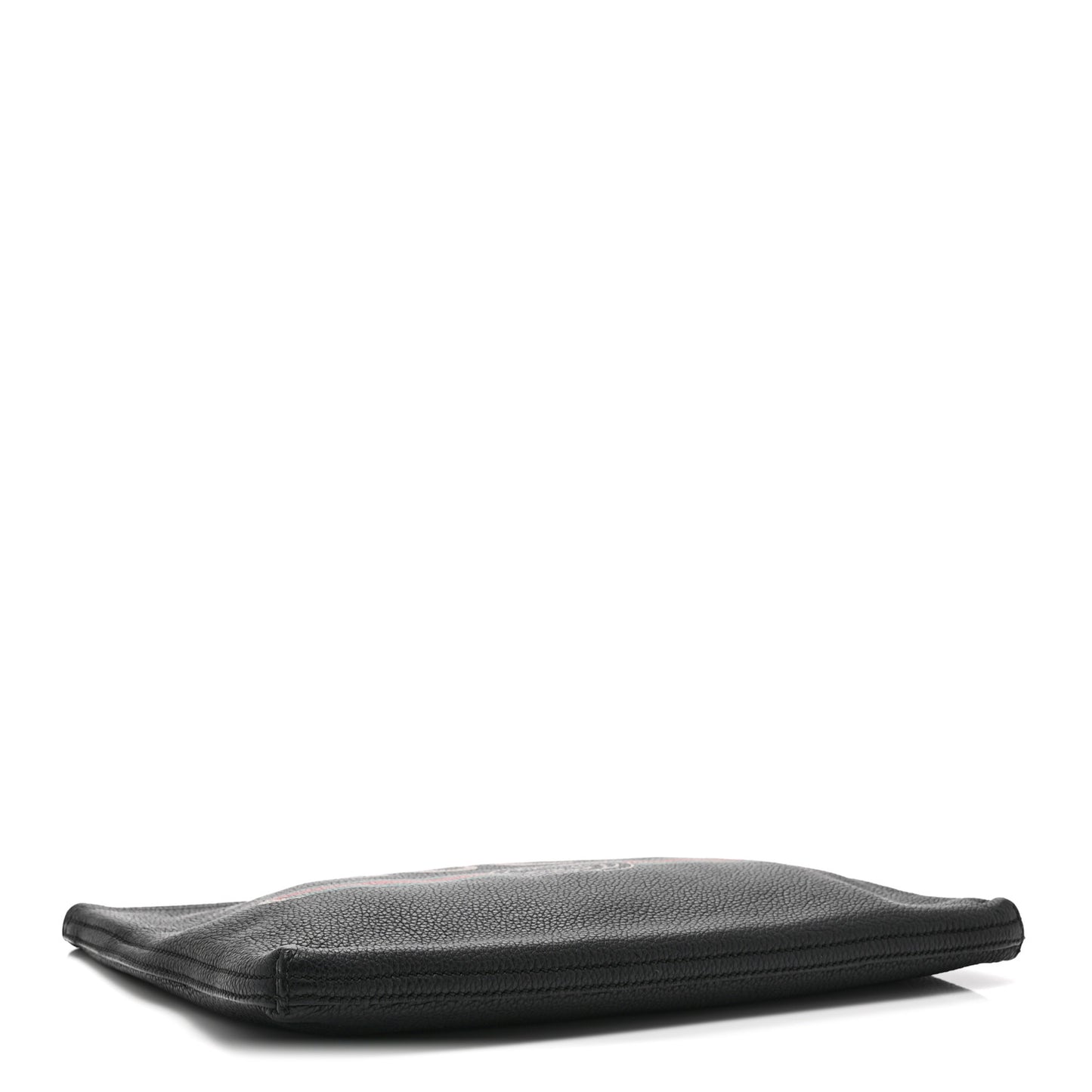 Pebbled Calfskin Medium Logo Portfolio Clutch Black