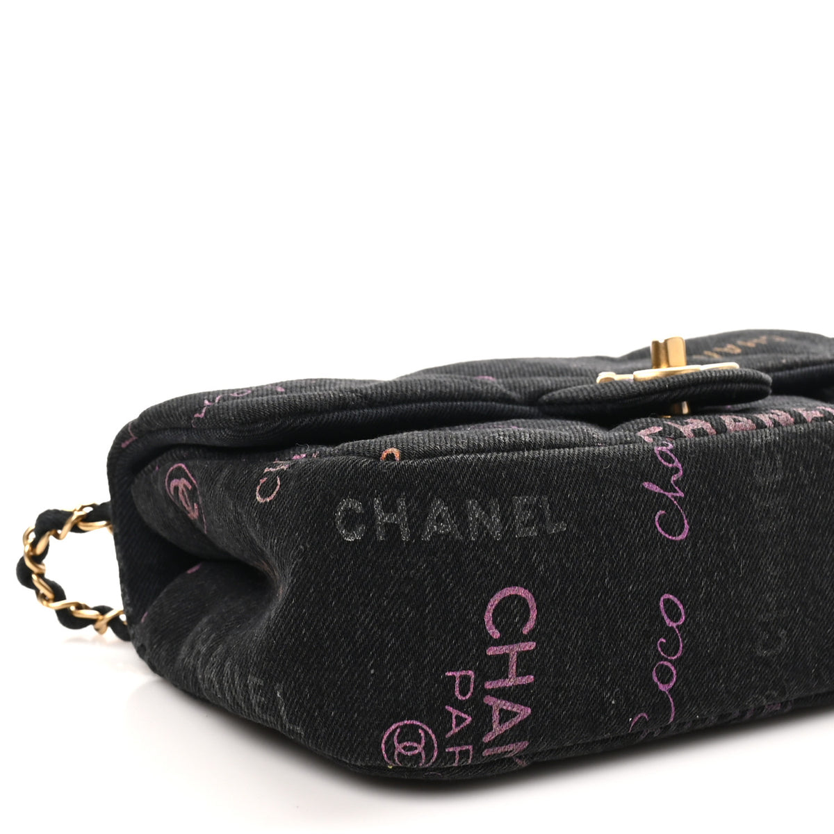 Denim Quilted Denim Mood Mini Rectangular Flap Black Multicolor