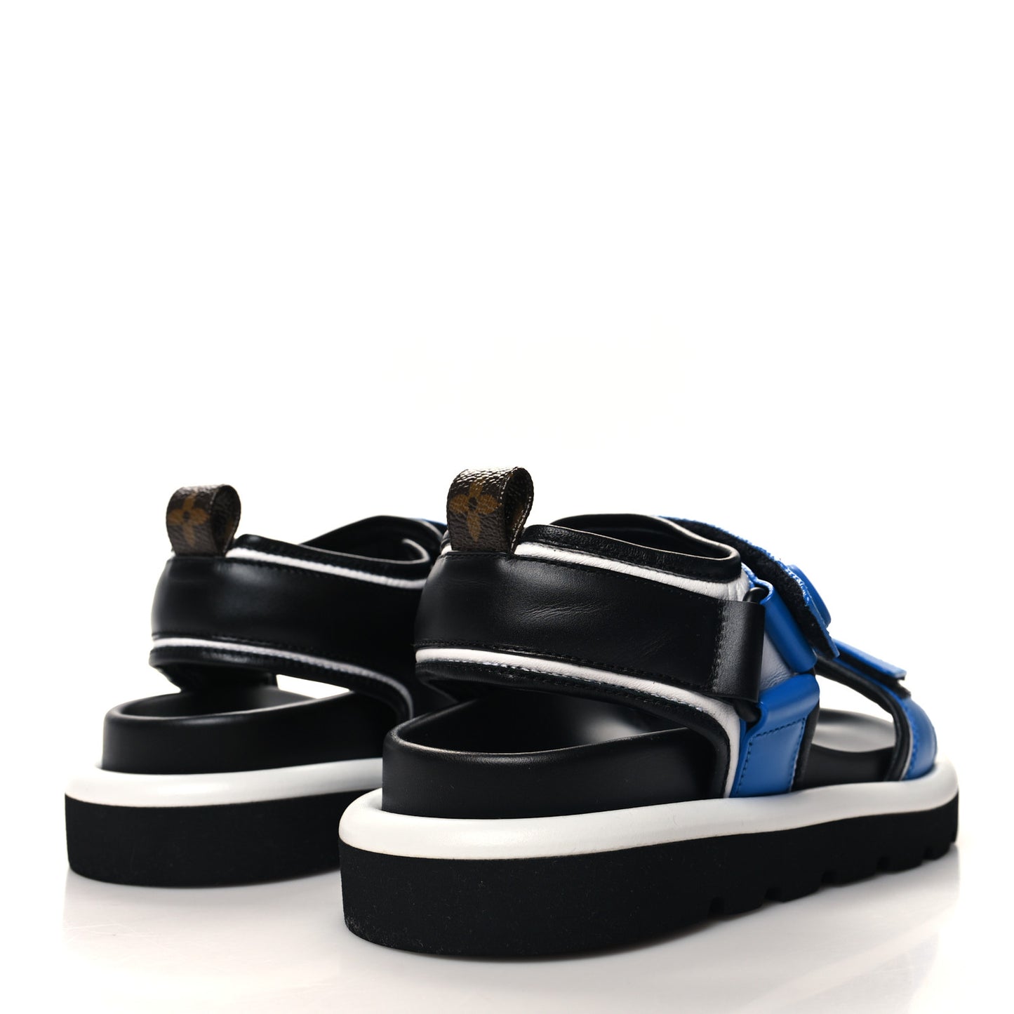 Calfskin Monogram Pool Pillow Flat Comfort Sandals 36 Blue