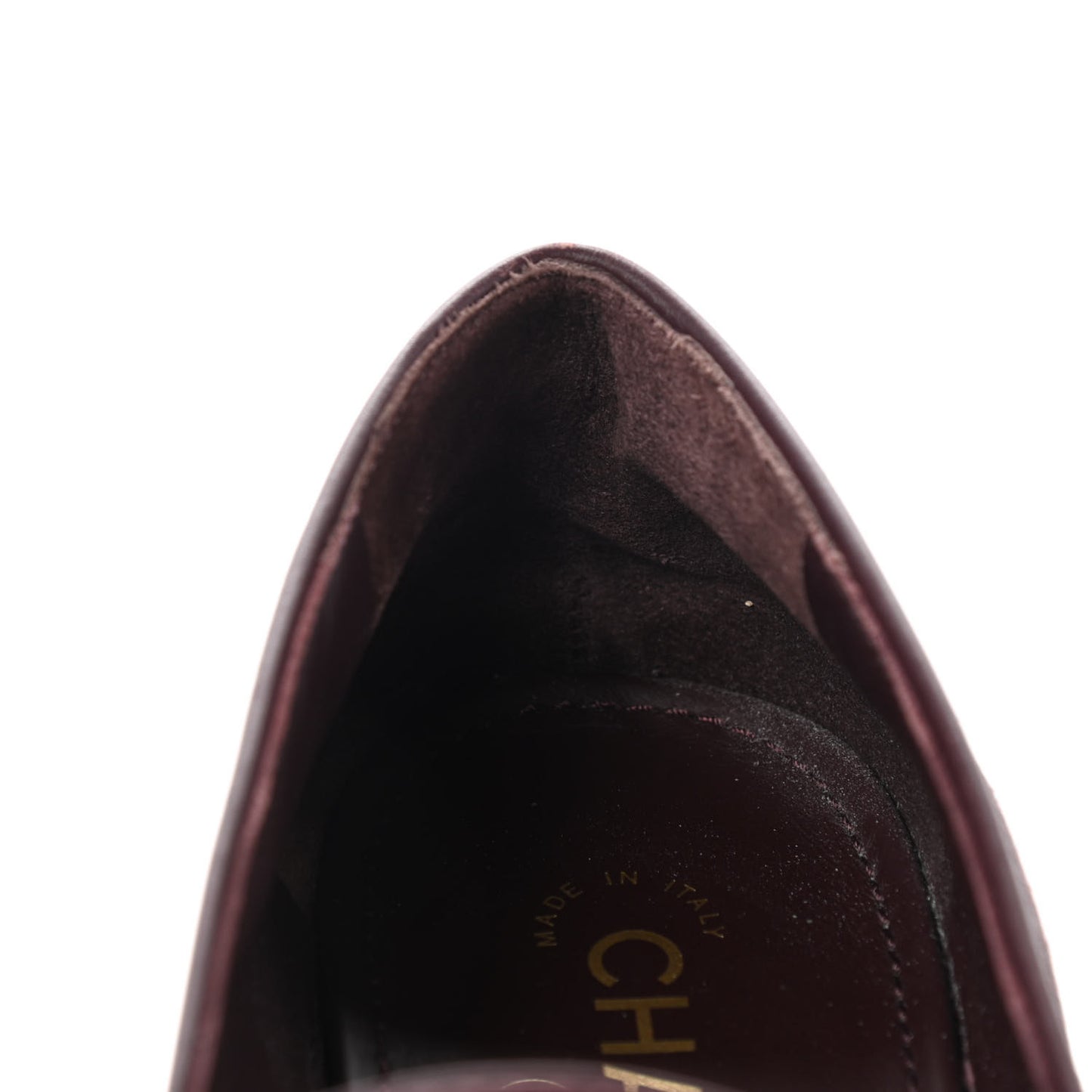 Calfskin CC Chain Mocassin Loafers 42 Burgundy