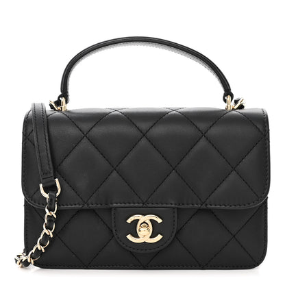 Chanel Calfskin Quilted Small Top Handle Flap Black 1 of 15