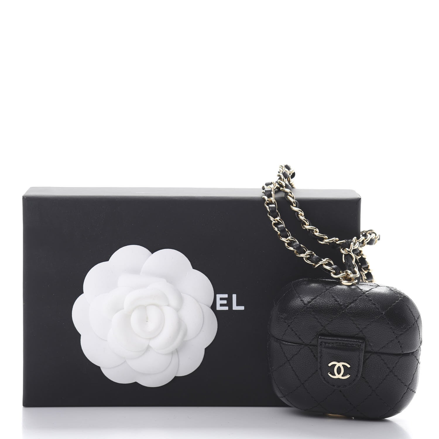 Chanel Lambskin Quilted Airpods Pro Case With Chain Black 8 of 8