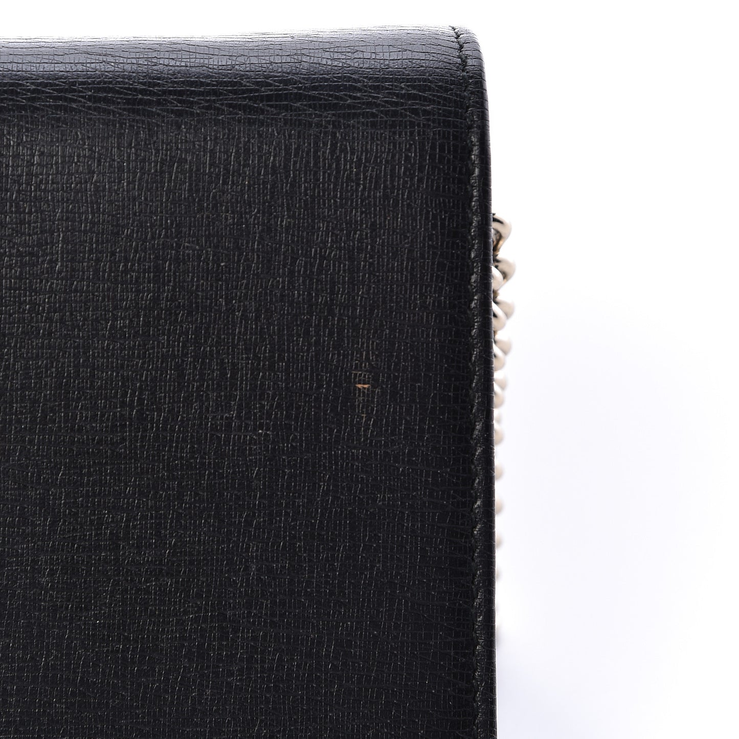 Textured Calfskin Medium Betty Chain Wallet Black