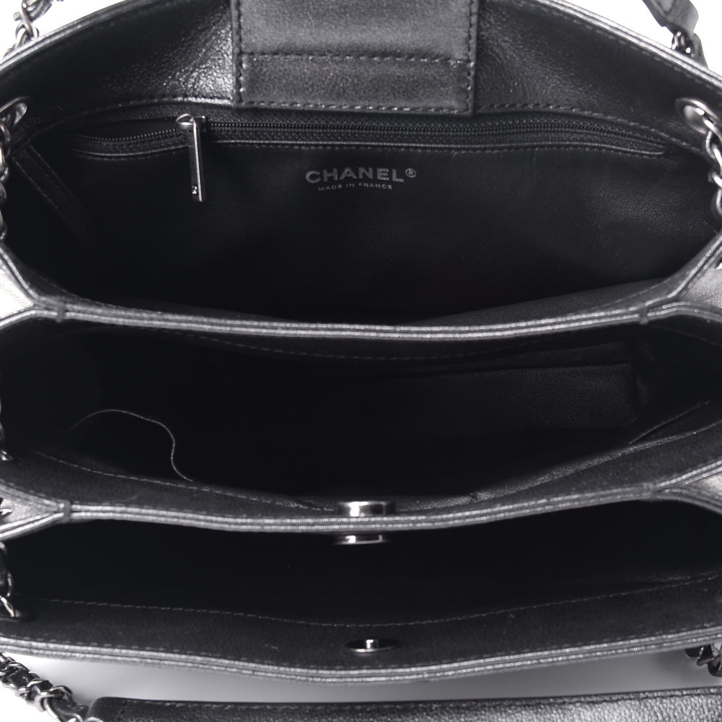 Calfskin CC Large North South Shopping Tote Black