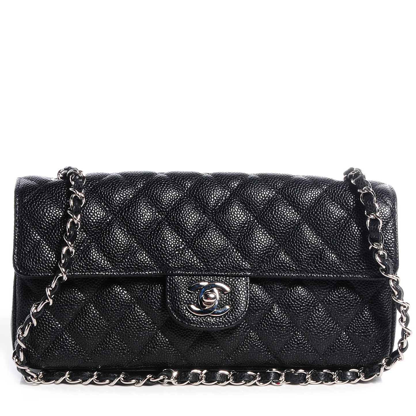 Caviar East West Flap Bag Black