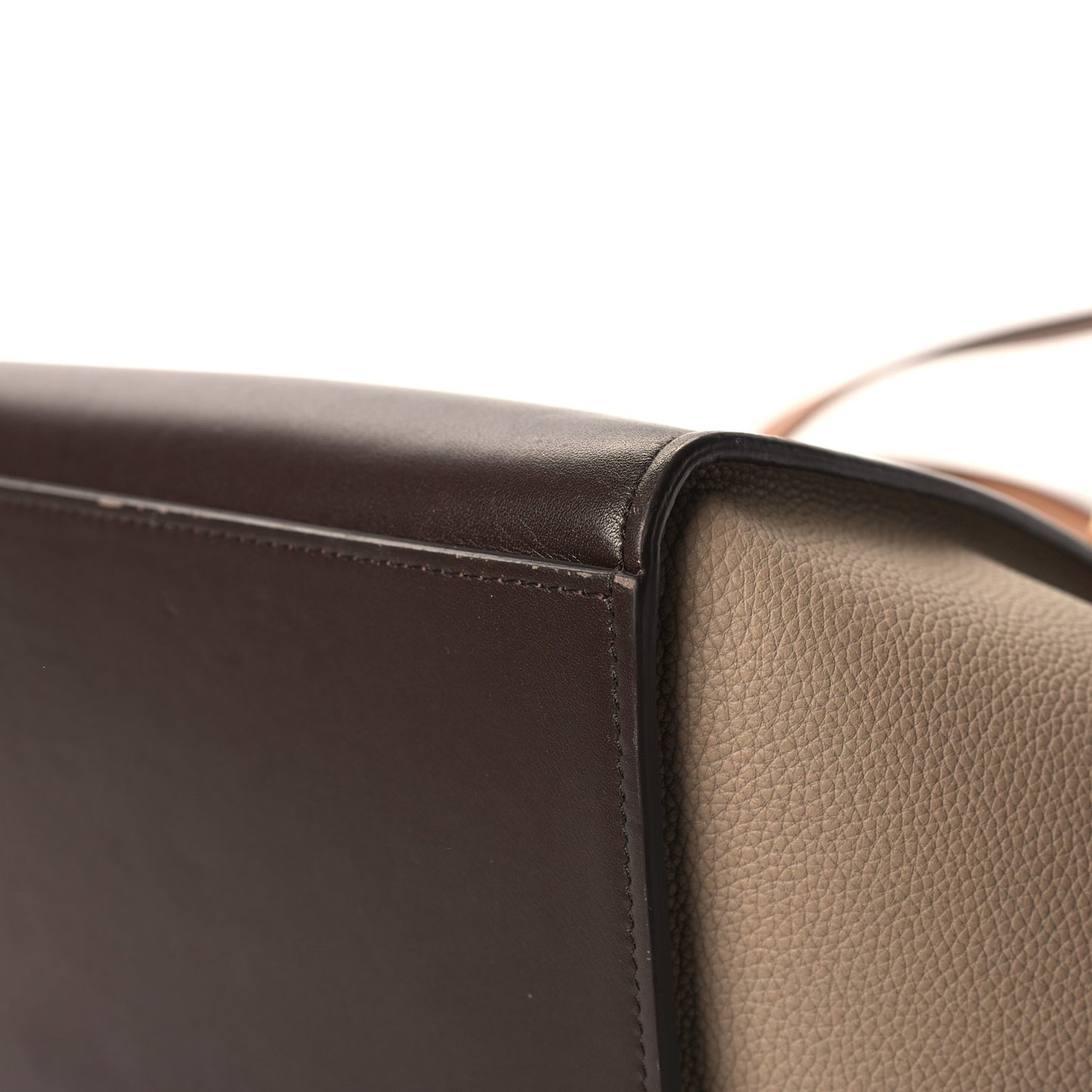 Satin Baby Grained Calfskin Small Tri-Color Trapeze Tan