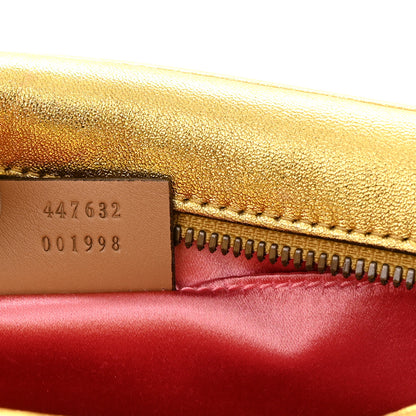 Gucci Metallic Calfskin Matelasse Studded Small Pearly GG Marmont Chain Shoulder Bag Gold 7 of 10