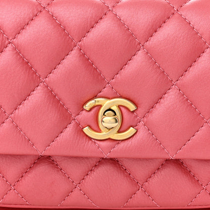 Chanel Metallic Calfskin Quilted Top Handle Flap Dark Pink 8 of 10