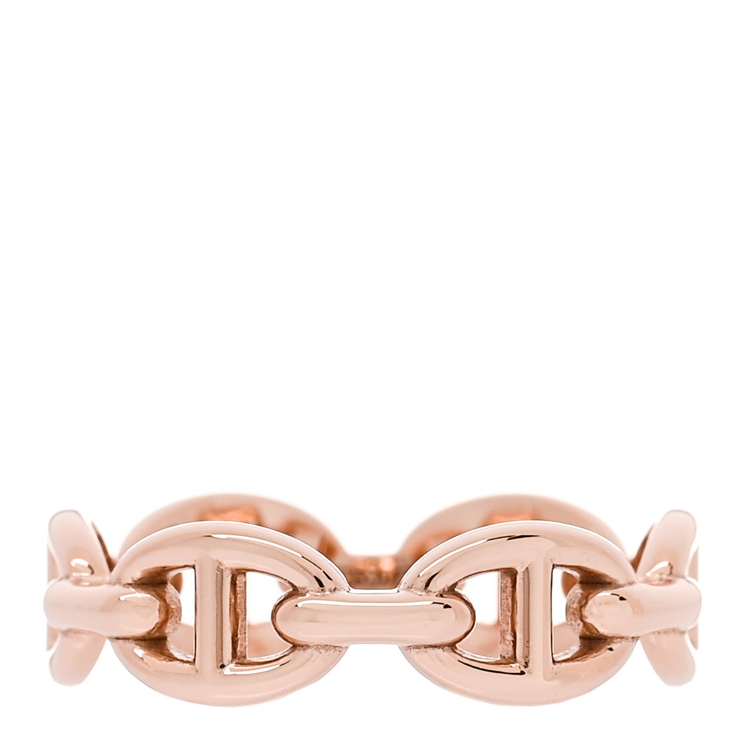 Hermes 18K Rose Gold PM Chaine d'Ancre Enchainee Ring 55 7.25 1 of 7