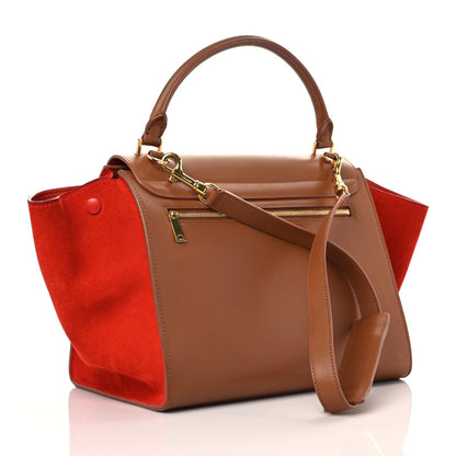 Celine Natural Calfskin Suede Medium Bi-Color Trapeze Beige 3 of 17