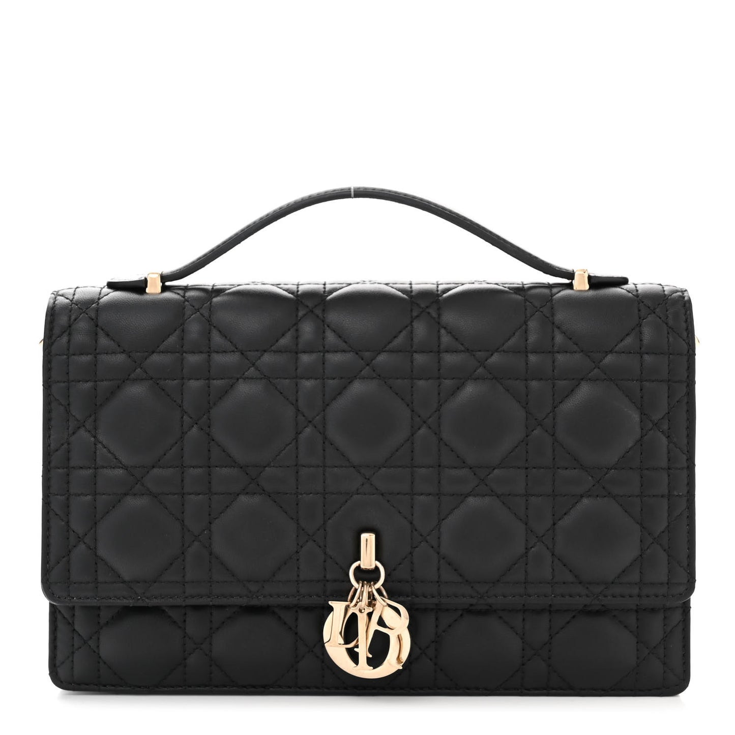 Lambskin Cannage My Dior Top Handle Bag Black