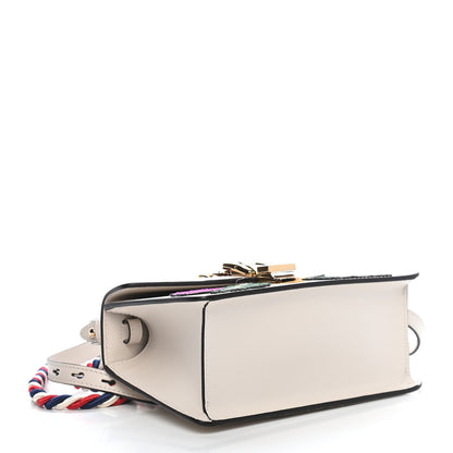 Gucci Calfskin Embroidered Mini Sylvie Top Handle Bag White 4 of 9
