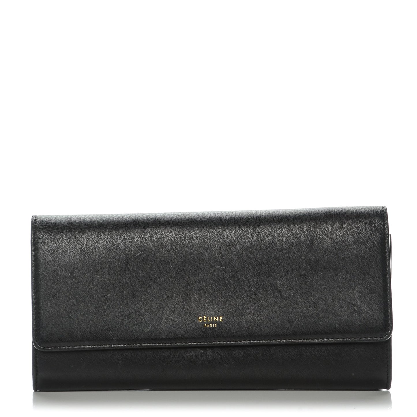 Smooth Calfskin Large Flap Wallet Black