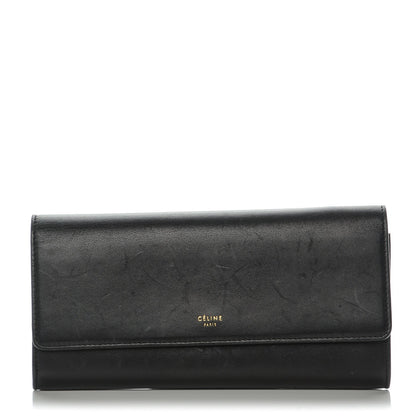 Celine Smooth Calfskin Large Flap Wallet Black 1 of 12