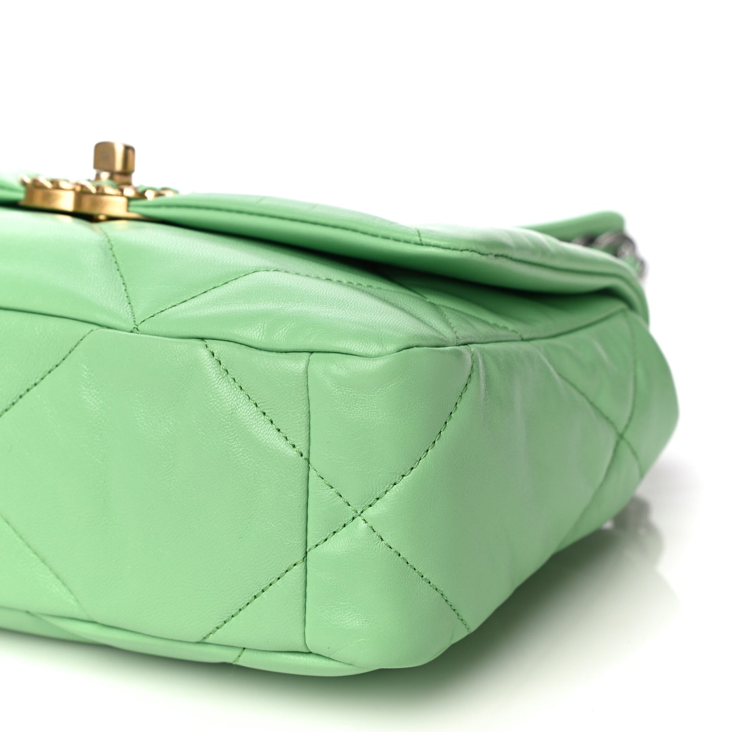 Goatskin Quilted Medium Chanel 19 Flap Light Green