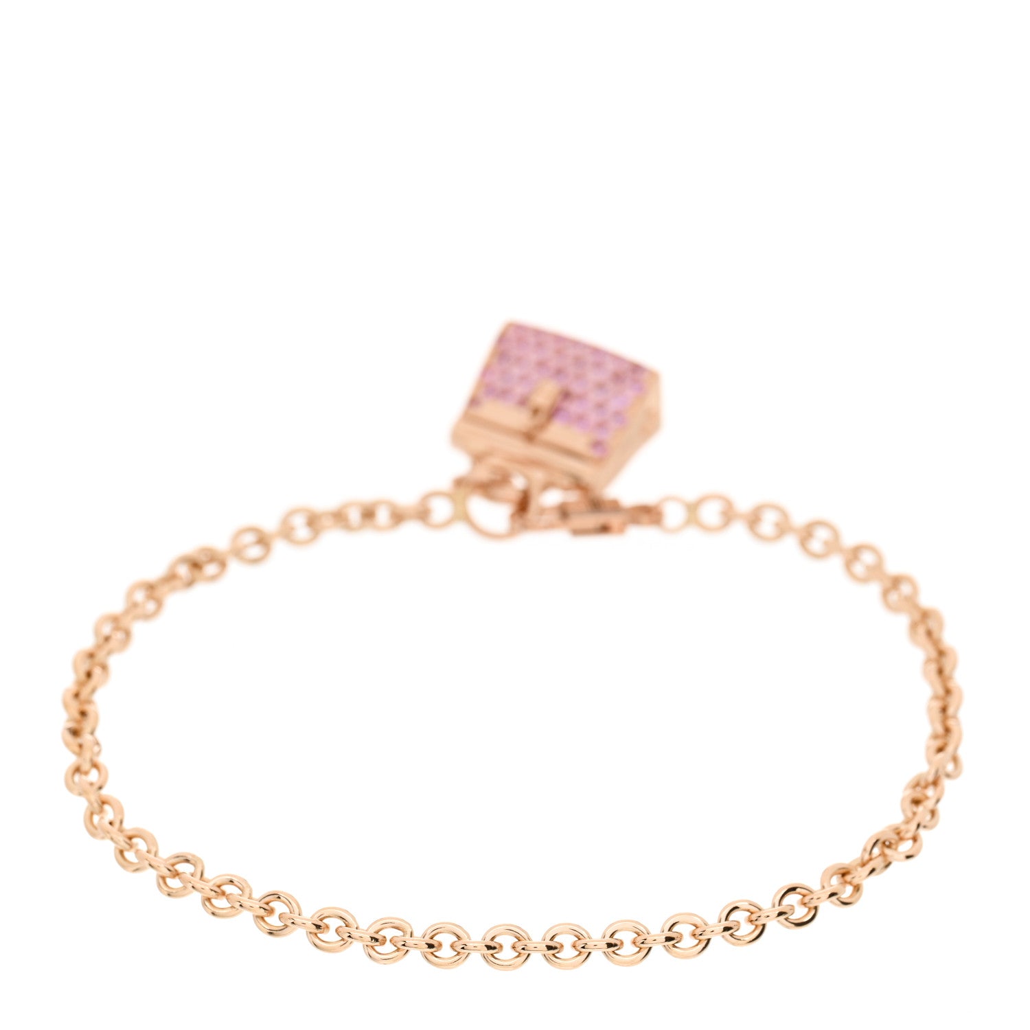 Hermes 18K Rose Gold Pink Sapphire Kelly Amulettes Bracelet ST 2 of 3