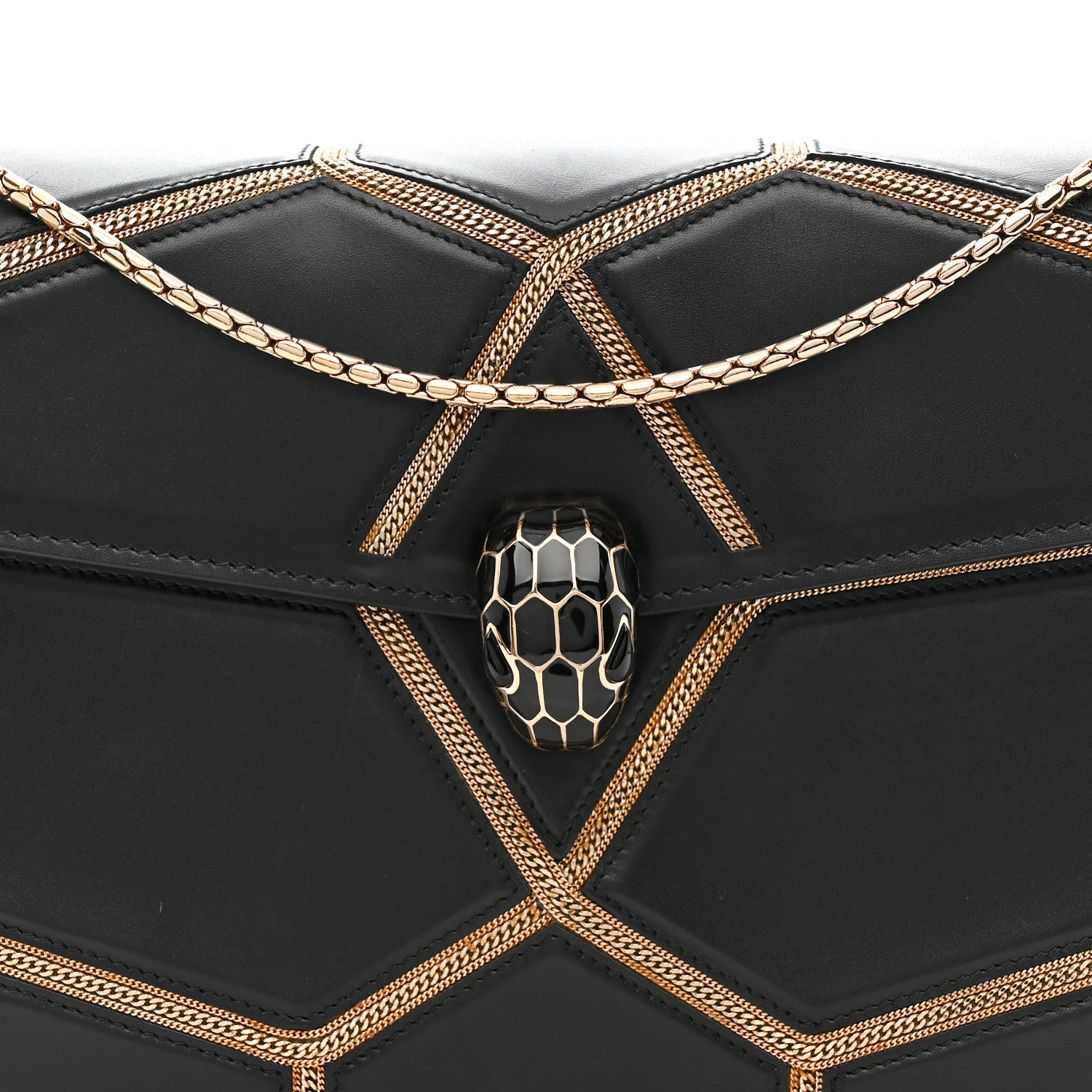 Bulgari Calfskin Glam Rebel Serpenti Forever Shoulder Bag Black 9 of 12
