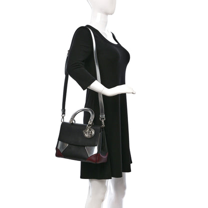 Christian Dior Metallic Patent Smooth Calfskin Small Tri-Color Be Dior Flap Black Silver 2 of 9