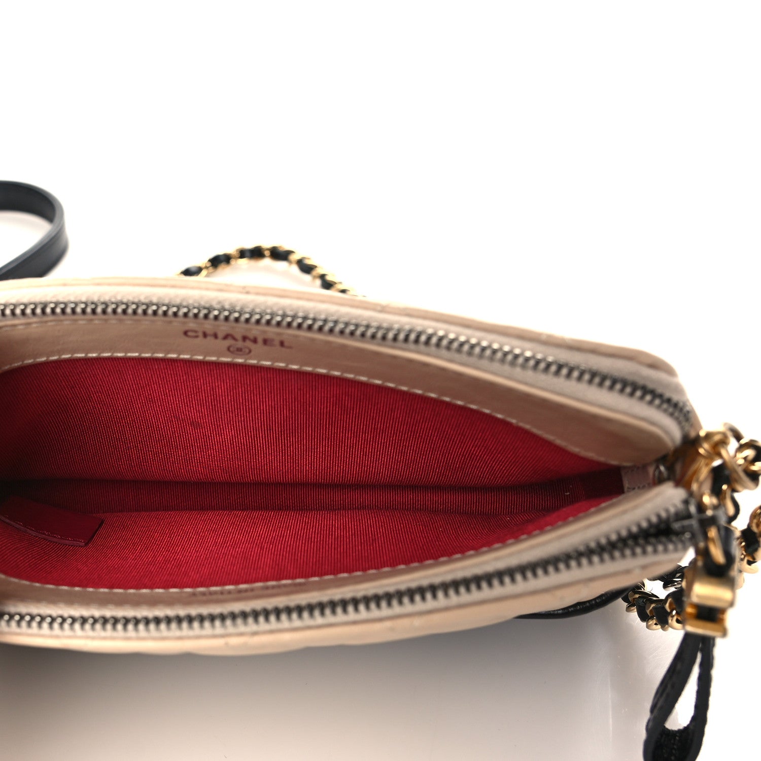 Chanel Aged Calfskin Quilted Small Gabrielle Clutch With Chain Beige Black 5 of 11