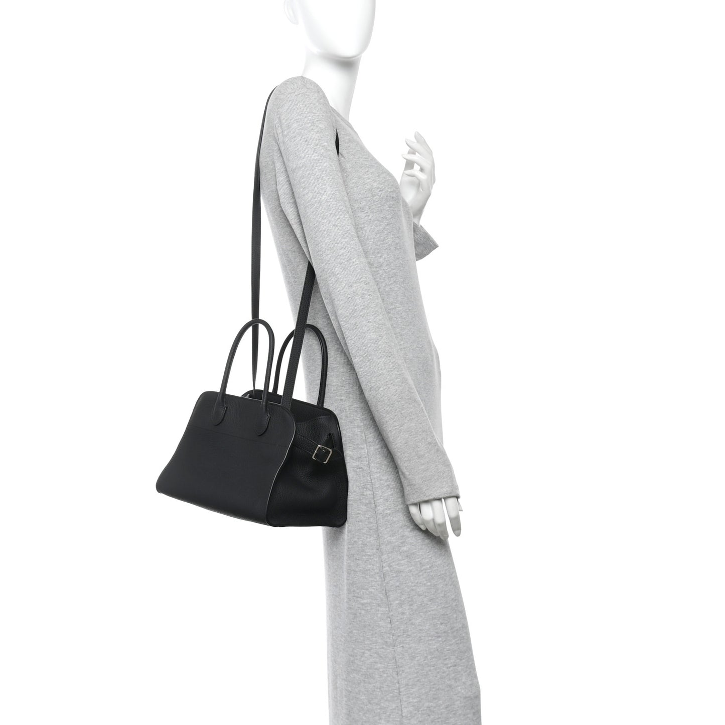 Grained Calfskin Soft Margaux 10 Bag Black