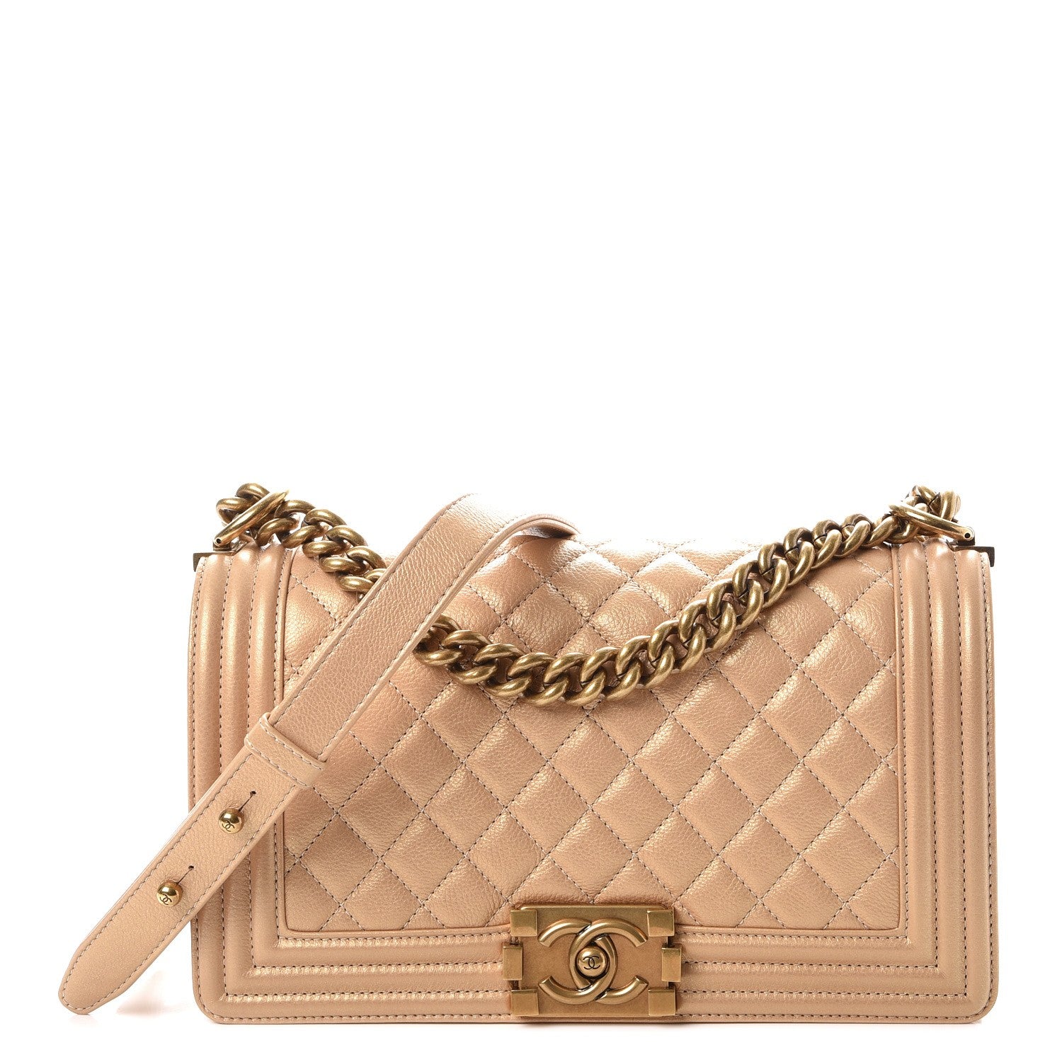 Chanel Pearl Calfskin Medium Boy Flap Gold 1 of 7