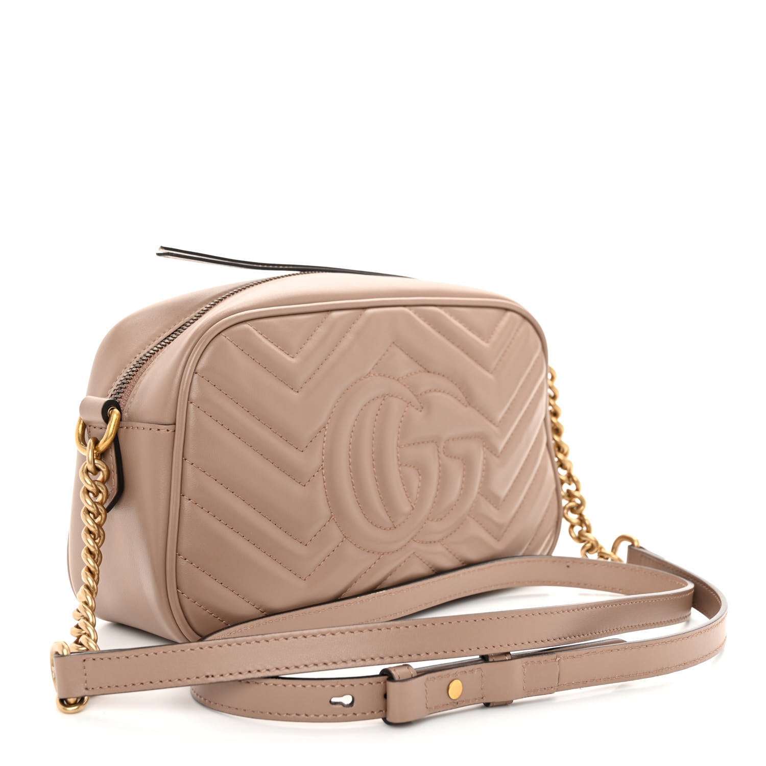 Gucci Calfskin Matelasse Small GG Marmont Chain Shoulder Bag Porcelain Rose 3 of 10