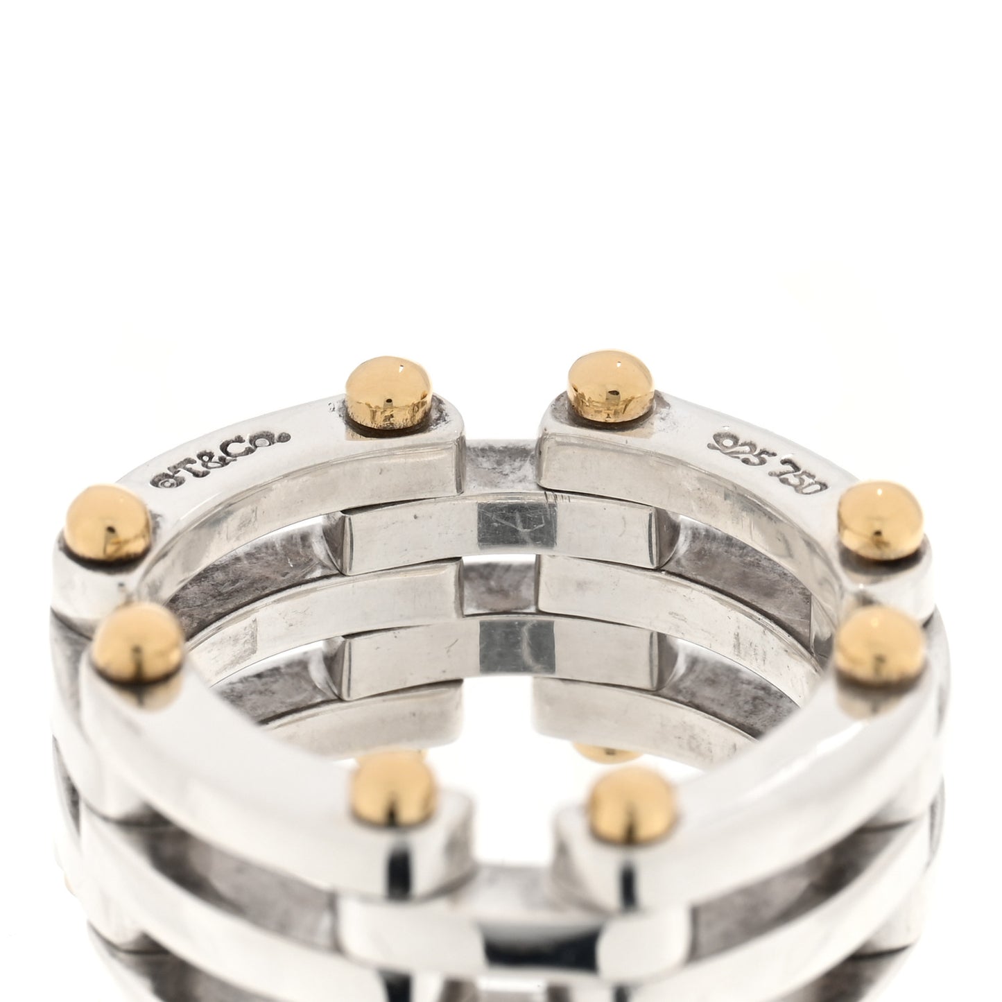 Sterling Silver 18K Yellow Gold Gatelink Ring 50 5.5