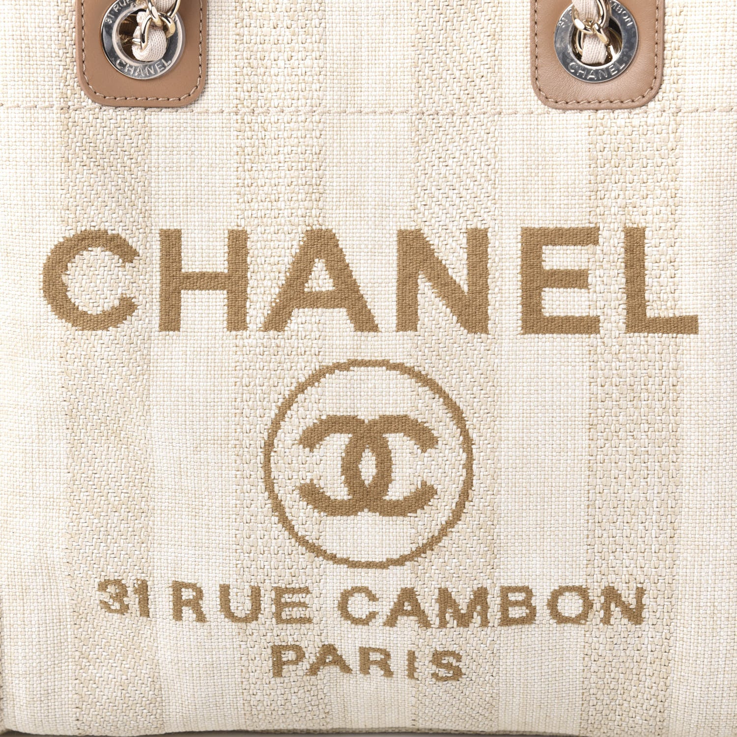 Chanel Straw Raffia Calfskin Striped Mini Deauville Tote Beige 10 of 10