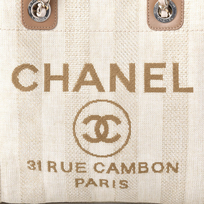 Chanel Straw Raffia Calfskin Striped Mini Deauville Tote Beige 10 of 10