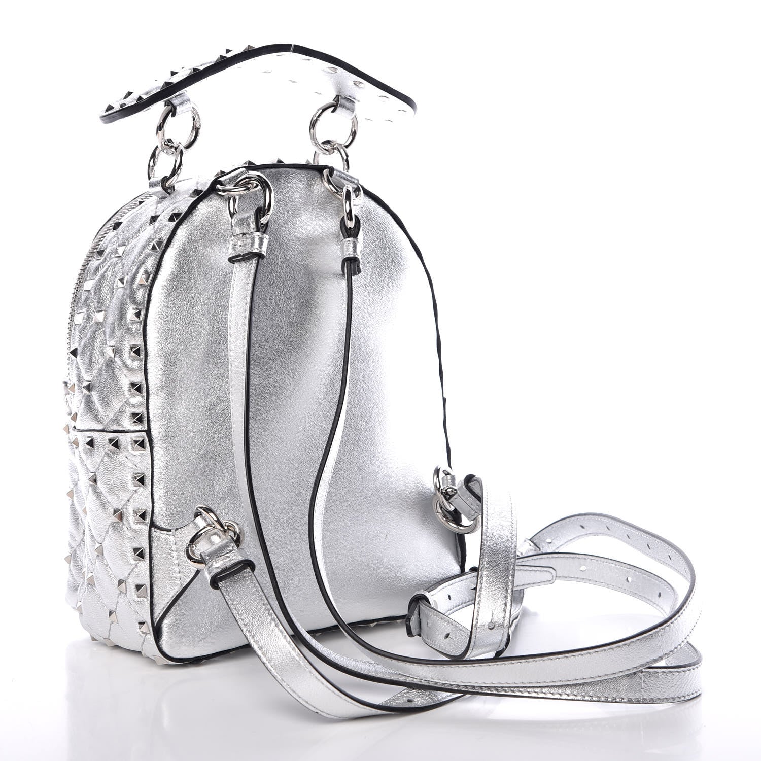 Valentino Garavani Metallic Nappa Mini Rockstud Spike Backpack Silver 3 of 6