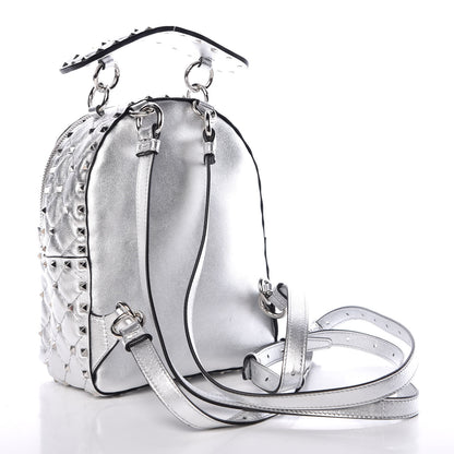 Valentino Garavani Metallic Nappa Mini Rockstud Spike Backpack Silver 3 of 6