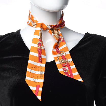 Hermes Silk Brides de Gala Bayaderes Twilly Orange Blanc Cherry 2 of 4