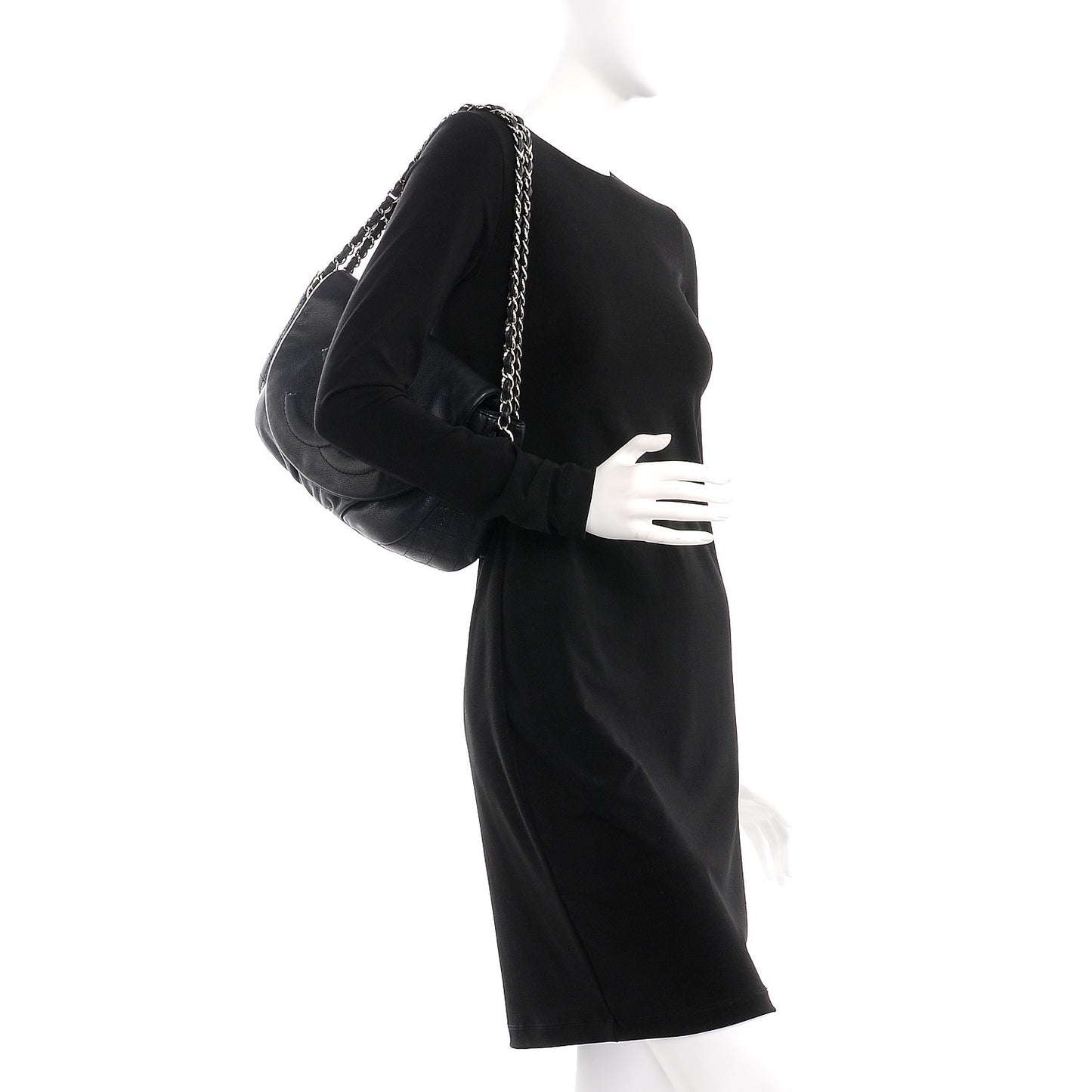 Caviar Half Moon Large Flap Black