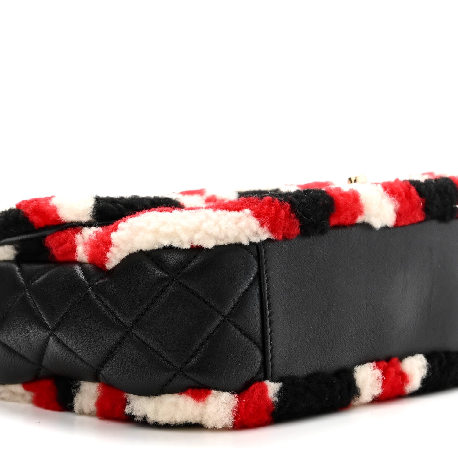 Chanel Lambskin Shearling Medium Flap Red Black 9 of 11