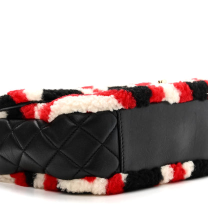 Chanel Lambskin Shearling Medium Flap Red Black 9 of 11
