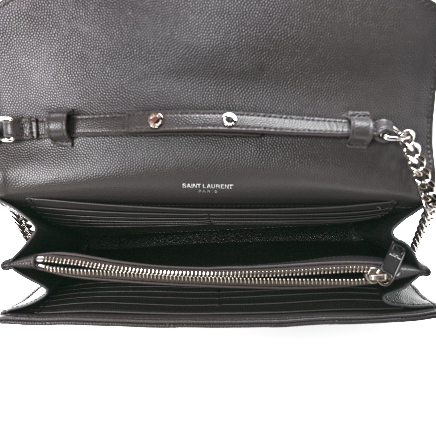 Grain De Poudre Matelasse Chevron Monogram Chain Wallet Earth