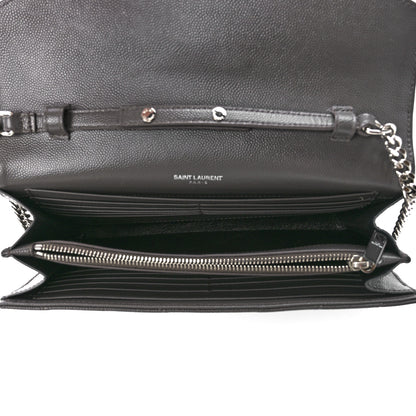 Saint Laurent Grain De Poudre Matelasse Chevron Monogram Chain Wallet Earth 5 of 10