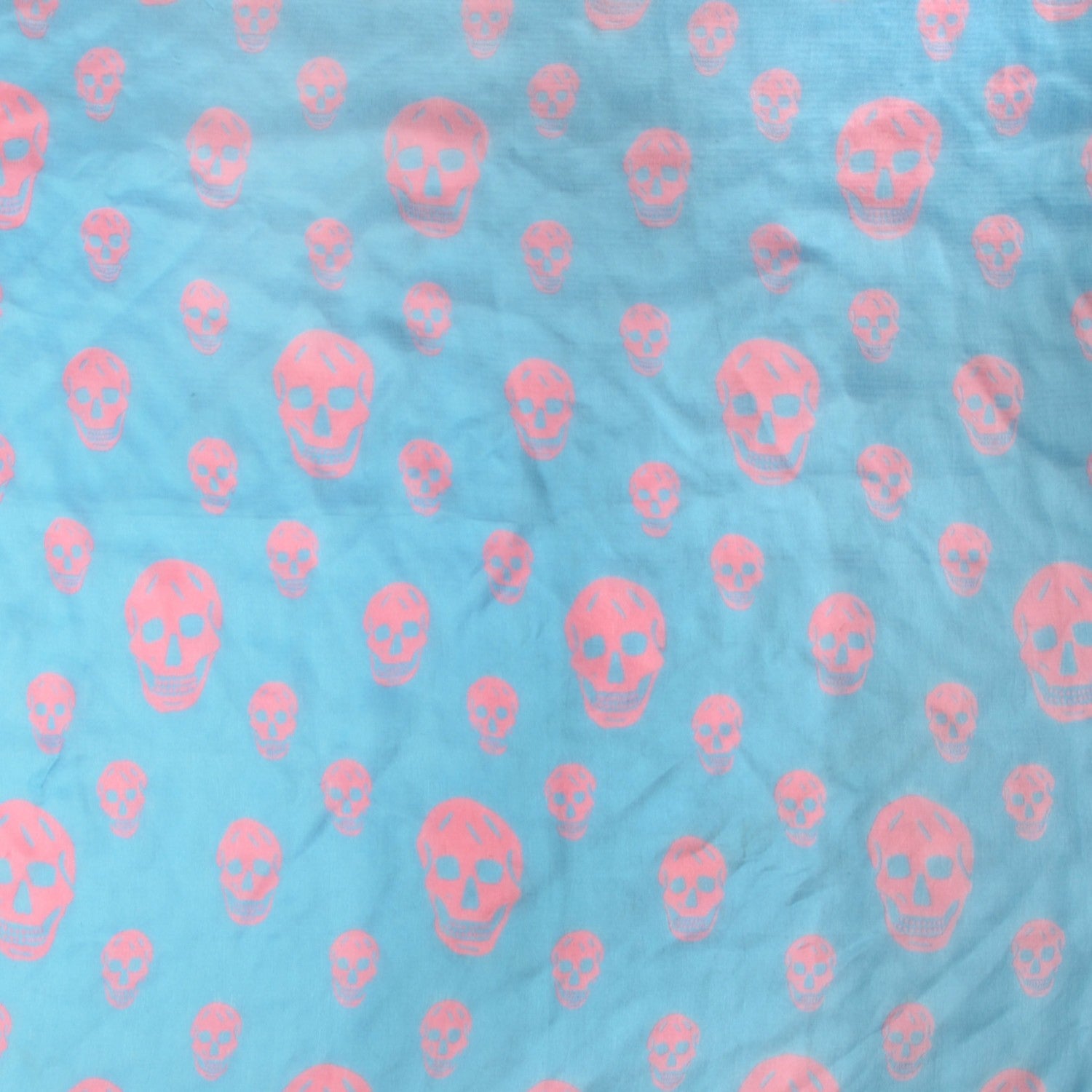 Alexander McQueen Silk Chiffon Skull Scarf Blue Pink 1 of 5