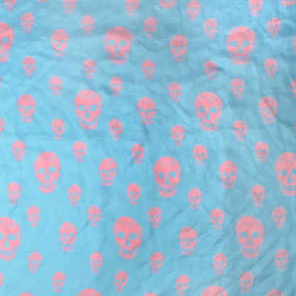 Alexander McQueen Silk Chiffon Skull Scarf Blue Pink 1 of 5