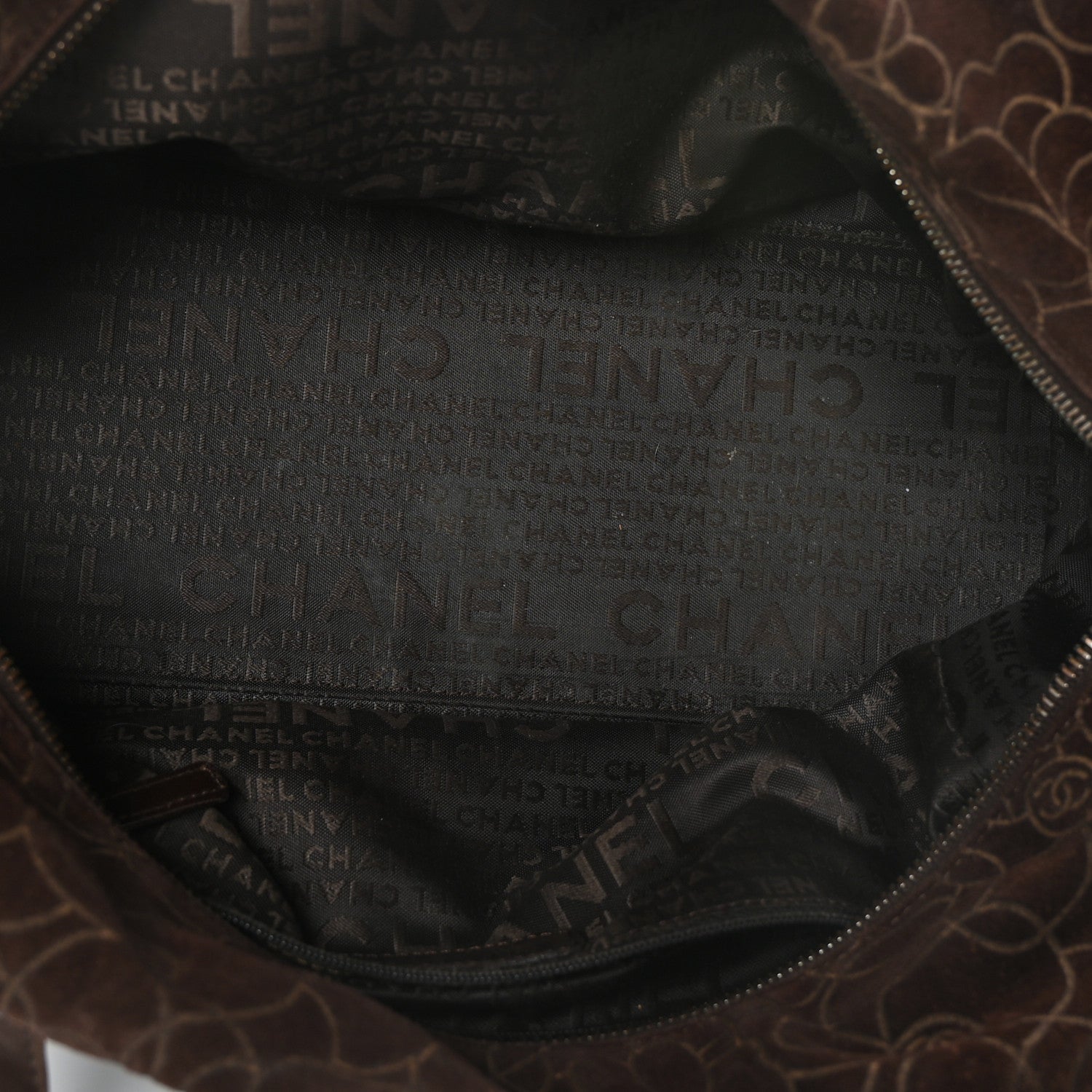 Chanel Suede Camellia Bowler Brown 5 of 12