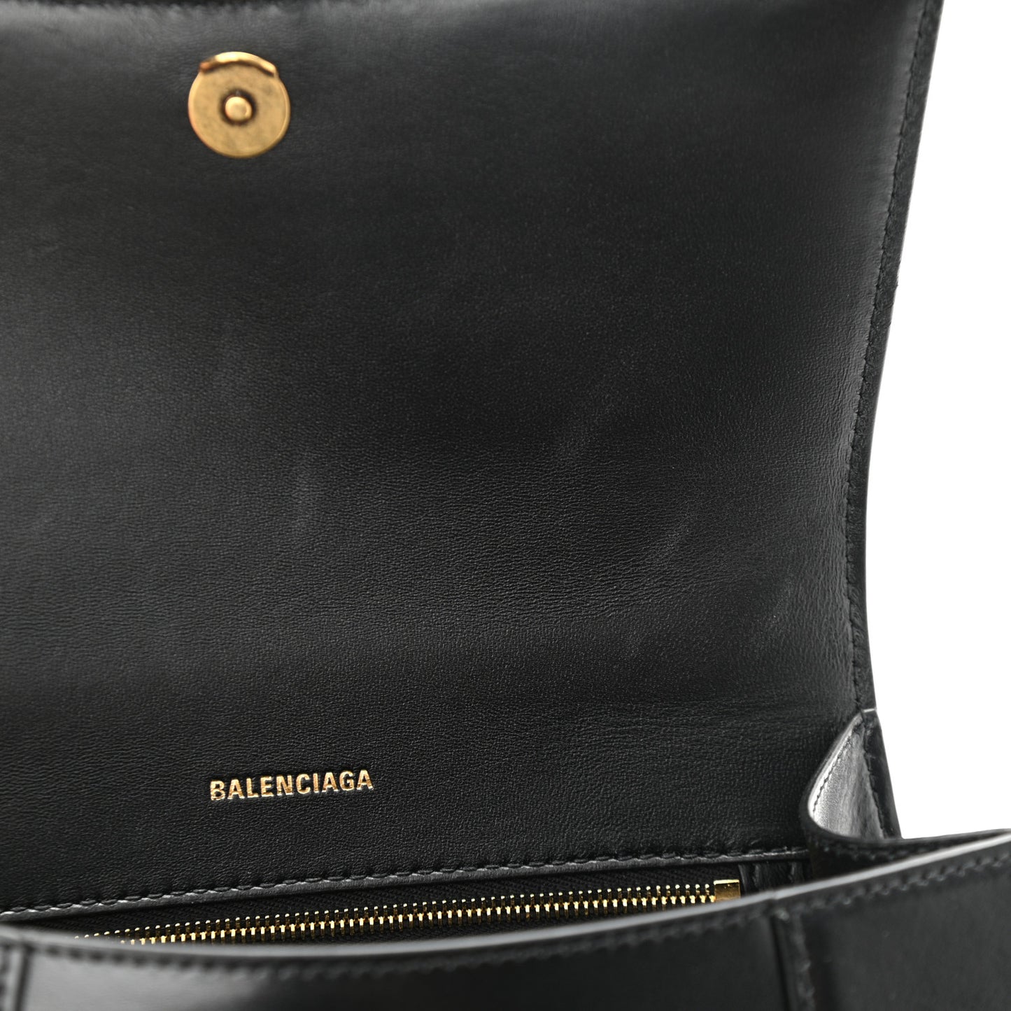 Shiny Box Calfskin Small Hourglass Top Handle Bag Black