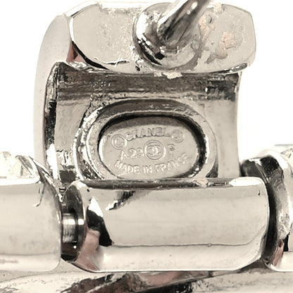 Chanel Metal Baguette Crystal CC Earrings Silver 4 of 5