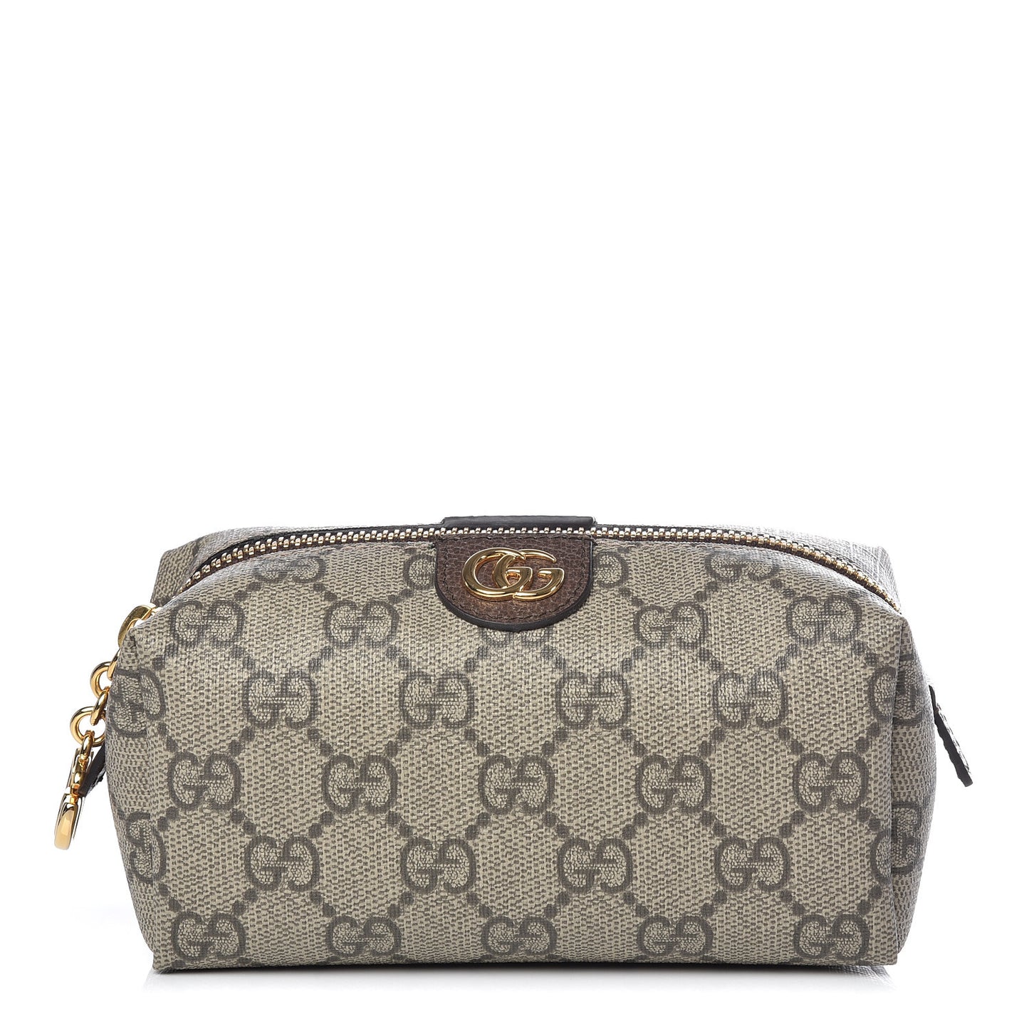Soft GG Supreme Monogram Calfskin Small Ophidia Cosmetic Case Beige Ebony New Acero