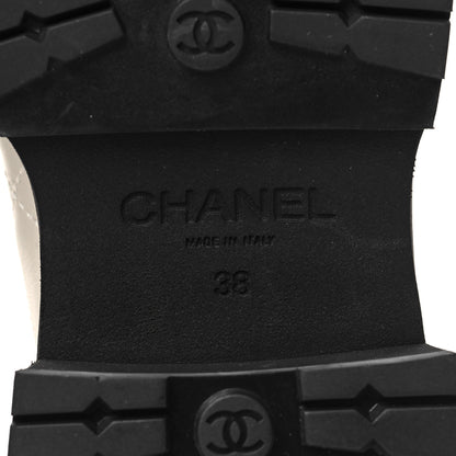 Chanel Calfskin Patent Cap Toe Quilted Short Boots 38 White Black 7 of 9