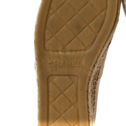 Chanel Lambskin CC Espadrilles 38 Beige Black 6 of 9