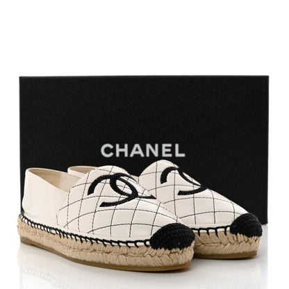 Chanel Lambskin Stitched CC Espadrilles 35 White Black 13 of 13