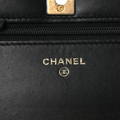 Chanel Tweed Quilted CC Pearl Crush Wallet On Chain WOC Black 8 of 15