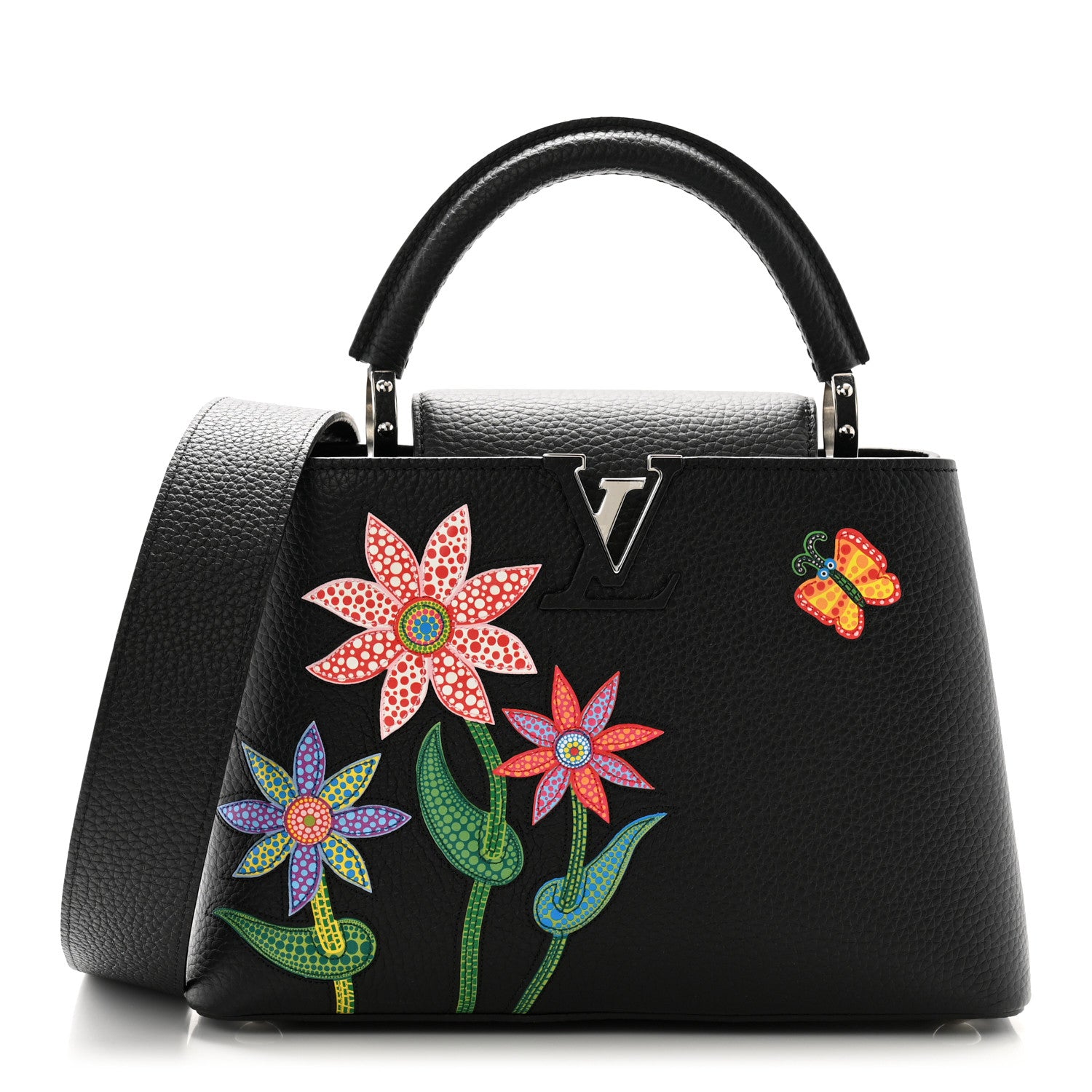 Louis Vuitton LV x YK Taurillon Flower Capucines BB Black 1 of 11