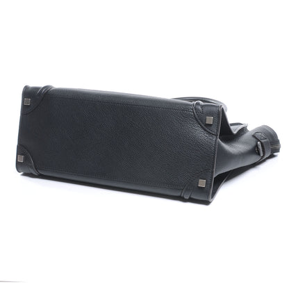 Celine Drummed Leather Shoulder Luggage Black 4 of 7